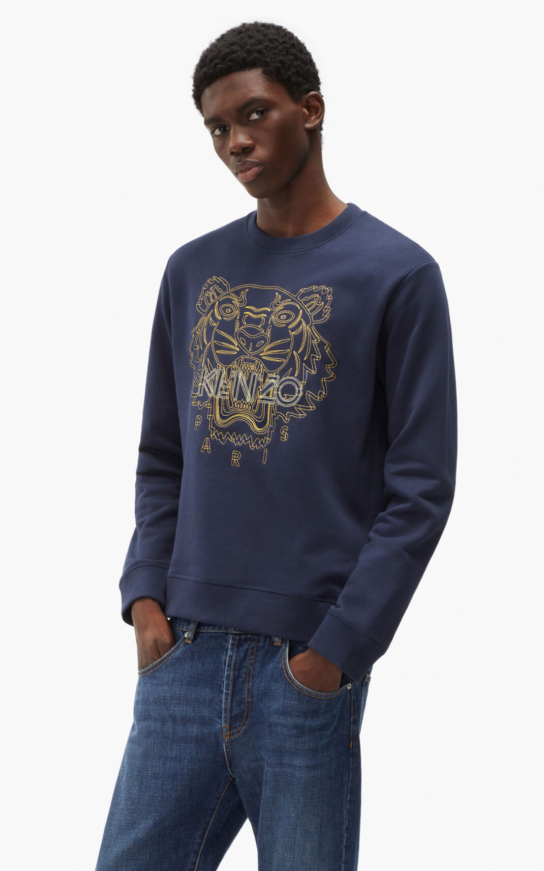 Sweatshirt Kenzo Tiger Masculino - Azul Marinho Azuis | 160BWMUKG